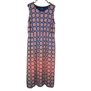 Vince Camuto Blue & Red Floral Sleeveless Retro Maxi Dress Women Sz 1X